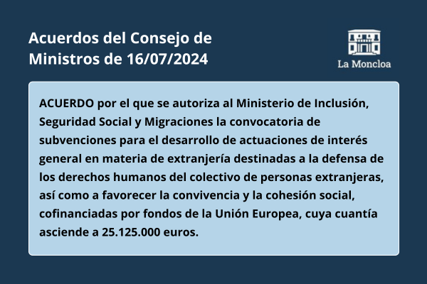 Acuerdos del Consejo de Ministros de 16/07/2024